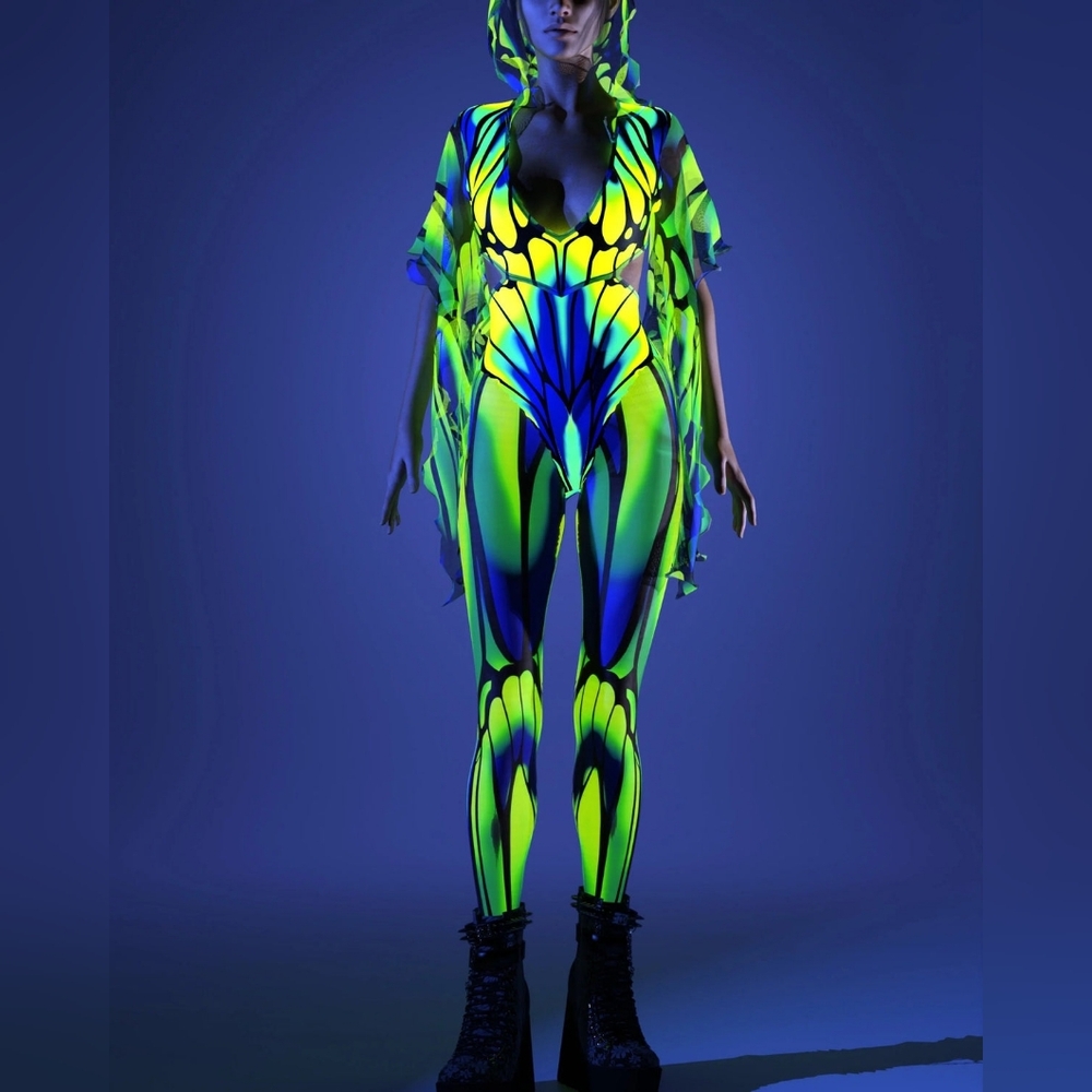 Candy Catz Flutter Fairy Hooded Jumpsuit Festival / HALLOWEEN - Picture 6 of 9